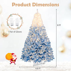 5/6/7/8 FT Artificial Christmas Tree with Warm White LED Lights and 8 Modes