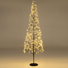 5/6/7 FT Lighted Alpine Tree with Warm White Light LED Lights Pre-lit Artificial Cedar Tree with Weighted Base