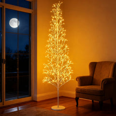 5/6/7 FT Lighted Birch Tree Pre-lit Twig Tree with 240/320/456 Warm White Light LED Lights