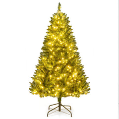 5/6/7 Feet Artificial Christmas Tree Hinged Xmas Tree with 7 Lighting Modes