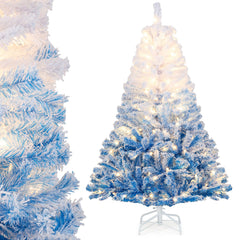 5/6/7/8 FT Artificial Christmas Tree with Warm White LED Lights and 8 Modes