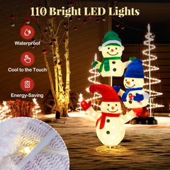 5 FT Stacked Snowman Lighted Christmas Decoration with 110 LED Lights