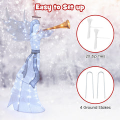 5 Feet Christmas Angel with 100 LED Lights and Ground Stakes