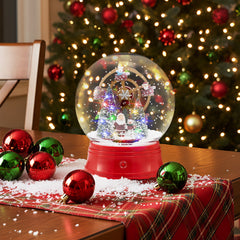 5 Ft Musical Christmas Street Lamp Snow Globe Lantern on Stand-Red