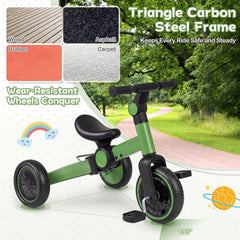 5-In-1 Toddler Bike Kids Balance Bike with Removable Pedals