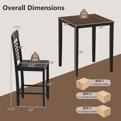 5-Piece Counter-Height Dining Table Set with Rubber Wood Frame and Footrest