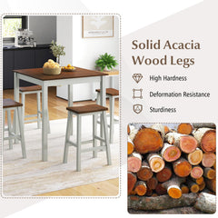 5 Piece Dining Table Set with 4 Saddle Stools for Kitchen Dining Room Apartment-Ash Gray