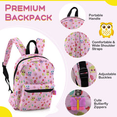 5 Piece Kids Luggage Set with Backpack Neck Pillow Name Tag Lunch Bag-Pink