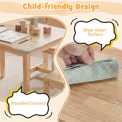 5-Piece Kids Table and Chairs Set Solid Rubber Wood Toddler Activity Table
