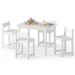 5-Piece Kids Table and Chairs Set Solid Rubber Wood Toddler Activity Table