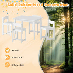 5-Piece Kids Table and Chairs Set Solid Rubber Wood Toddler Activity Table