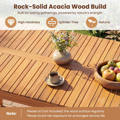 Outdoor Acacia Wood Dining Table with Slatted Tabletop for Garden