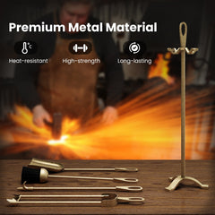 5 Pieces Fireplace Tool Set Fireplace Accessories with Poker