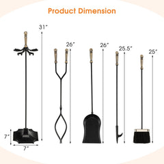 31 Inch 5 Pieces Hearth Fireplace Fire Tools Set