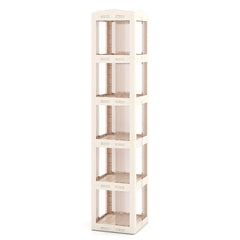5-Tier Foldable Rotating Bookshelf 360° Spinning Bookcase with Swivel Base-White