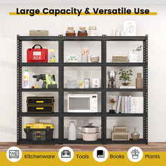 5-Tier Heavy Duty Wire Storage Racks with Anti-slip Foot Pad