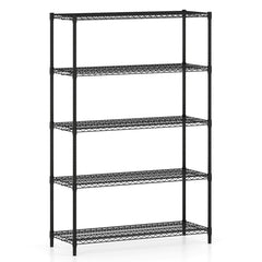 5-Tier Metal Storage Shelving Unit with V-Shaped Wire Rack-Black