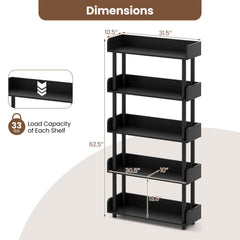5-Tier Open Bookcase with Industrial Storage Unit