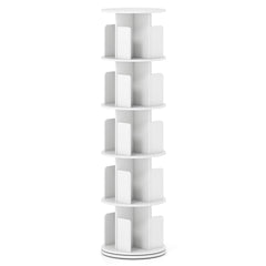5-Tier Rotating Bookshelf 360° Display Rack with Dividers and Anti-falling Baffles