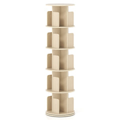 5-Tier Rotating Bookshelf 360° Display Rack with Dividers and Anti-falling Baffles