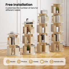 5-Tier Rotating Bookshelf 360° Display Rack with Dividers and Anti-falling Baffles