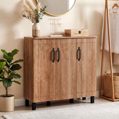 5-Tier Shoe Storage Cabinet Freestanding Shoe Rack Organizer-Oak