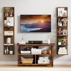 5-Tier Wall Mounted Shelf Unit with Wood Grain