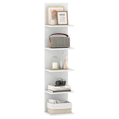 5-Tier Wall Mounted Shelf Unit with Wood Grain