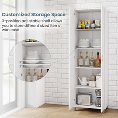 73.5 Inch Freestanding Double Door Tall Versatile Storage Organizer-White