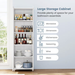 73.5 Inch Freestanding Double Door Tall Versatile Storage Organizer-White