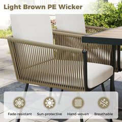 5 Pieces Patio Dining Set with Acacia Wood Tabletop