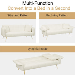 70.1" Futon Sofa Bed Convertible Double Sofa Bed with Folding Armrests