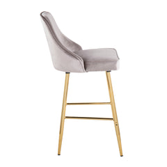 Marcel Contemporary/Glam Counter Stool in Gold Metal - Set of 2