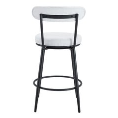 Fashionable Ergonomic High Legged Bar Chairs with White Fabric Cushions - Set of 2