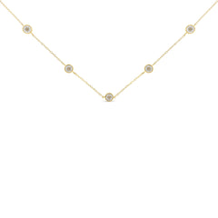 Yellow Color Plated Sterling Silver Diamond Station Necklace (1/2 cttw, K-L Color, I2-I3 Clarity)