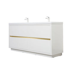 Bathin Freestanding Bathroom Vanity With Double Sinks, Bathroom Storage Vanity Cabinet With Stone Resin Countertop And Soft Close Drawers