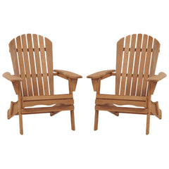 Outdoor Wooden Folding Adirondack Chair Set of 2