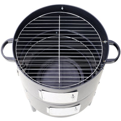 17 Inch Steel Charcoal Smoker Heavy Duty Round BBQ Grill Black