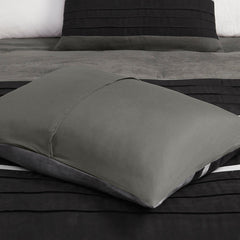 7 Pc Pieced Faux Suede Comforter Set Black Queen