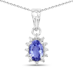 2.00 Carat Genuine Tanzanite and White Topaz .925 Sterling Silver Jewelry Set