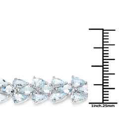 14.11 Carat Genuine Aquamarine .925 Sterling Silver Bracelet