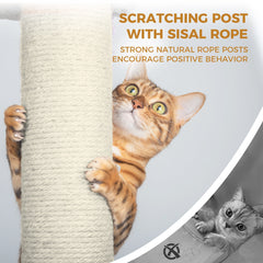 Gray Cat Tree with 3 Condos and Sisal Scratching Posts