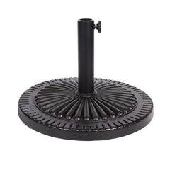 Black Rock Resin Outdoor Umbrella Base with Steel Support in Black Finish