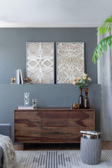 Leaf Shadow Box Wall Decor (Set of 2) - White / Gray