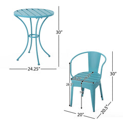 Yearn 3-Piece Bistro Set with Table and 2 Chairs, Blue