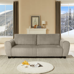 Corduroy Upholstered 3-Seat Sofa Couch 2-in-1 Convertible Sleeper Sofa Light Brown