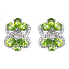 8.77 Carat Genuine Peridot & White Topaz .925 Sterling Silver Earrings
