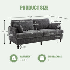 2 Seater Sofa With LED Light, USB Charging Port, And Storage Bag