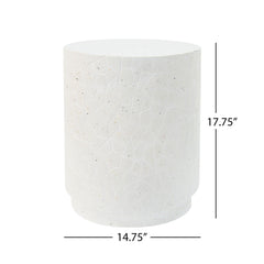 Outdoor Terrazzo Concrete Drum End Table - White Terrazzo