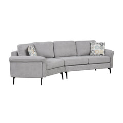 111" Upholstered 3-Seater Sofa with Curved Design and Two Printed Pillows
